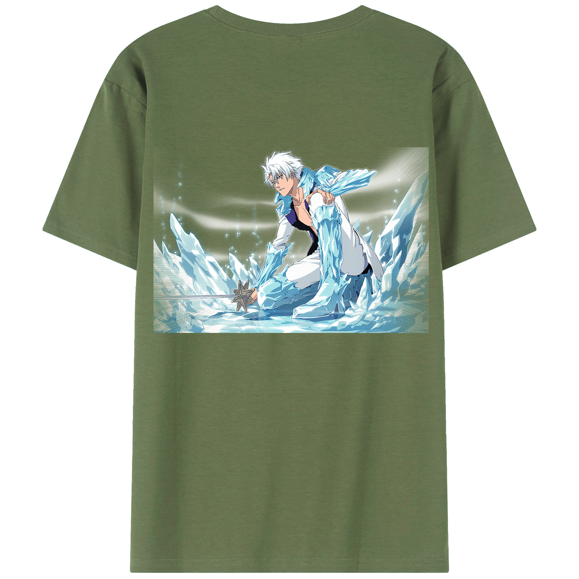 （画像用） ブリーチ 日番谷冬獅郎（ひつがや とうしろう） BLEACH Hitsugaya Toushirou 綿100％ メンズ半袖Tシャツ（バックプリント） 通気性